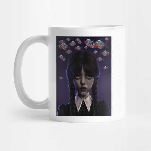 wednesday addams piranha gothic picture sticker netflix by saraholiveira06